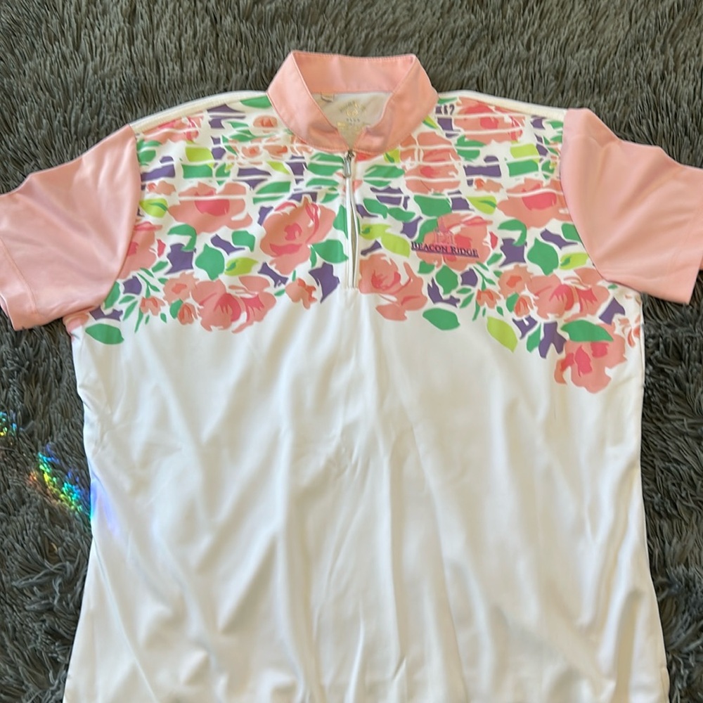Flowered quarter zip golf shirt